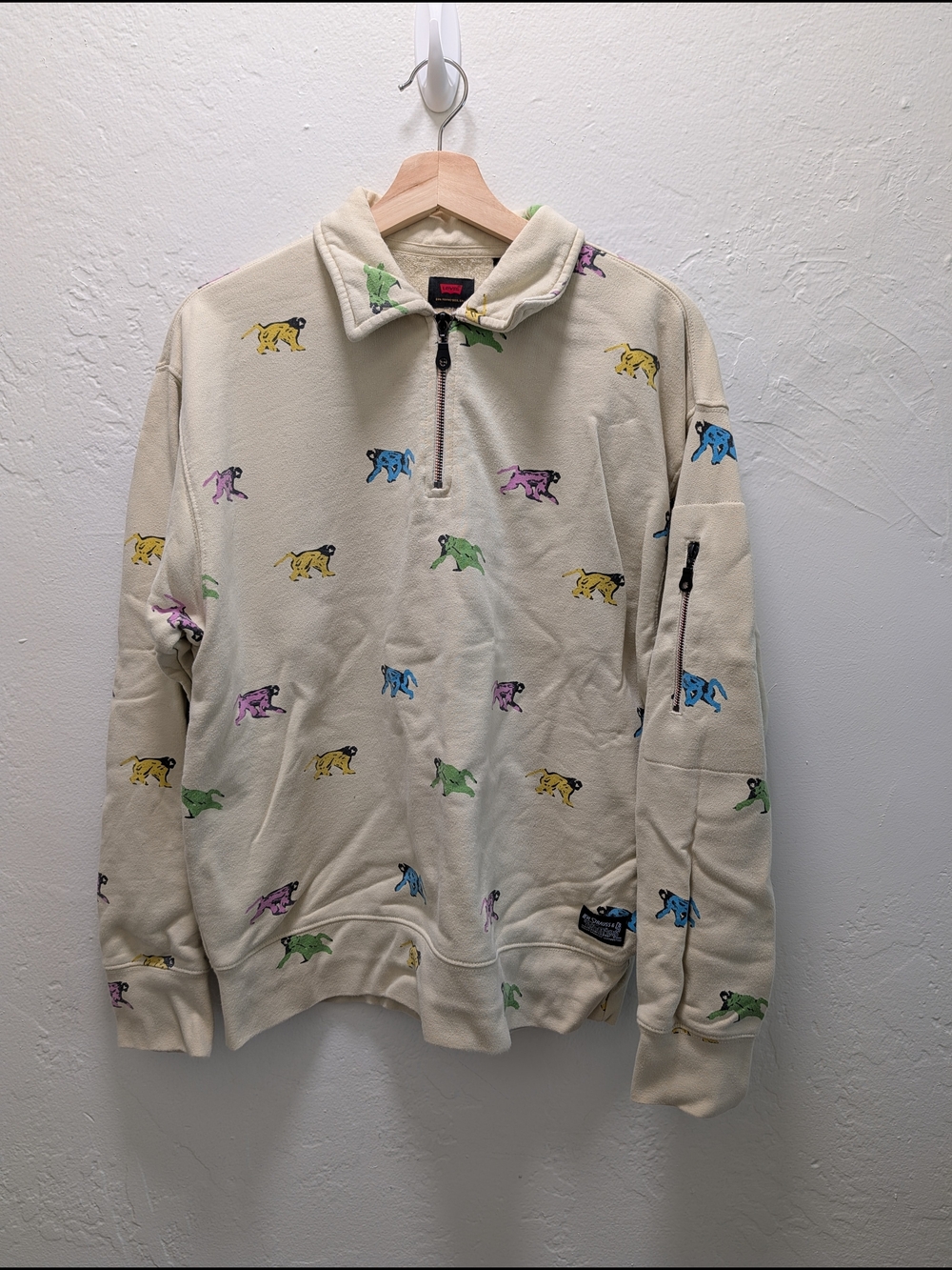 Levi's Skate Quarter-Zip Pullover with Multicolor Monkey Print